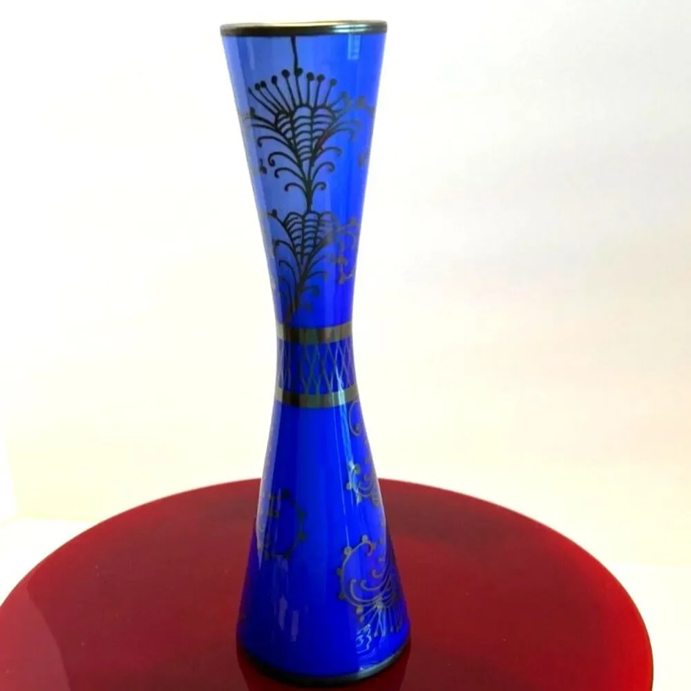 Vintage Cobalt Blue Glass Vase 12